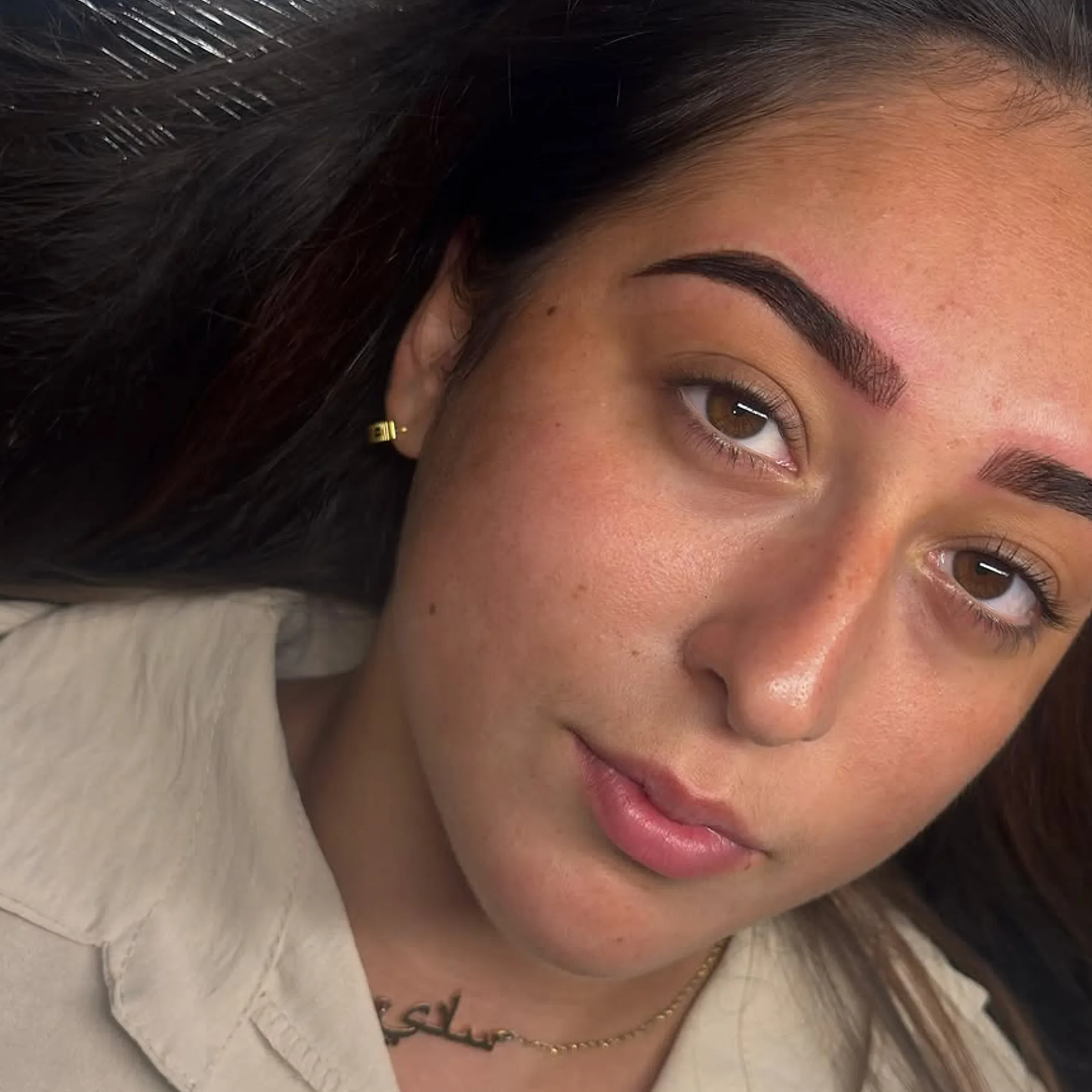 natural looking combination brows close detail